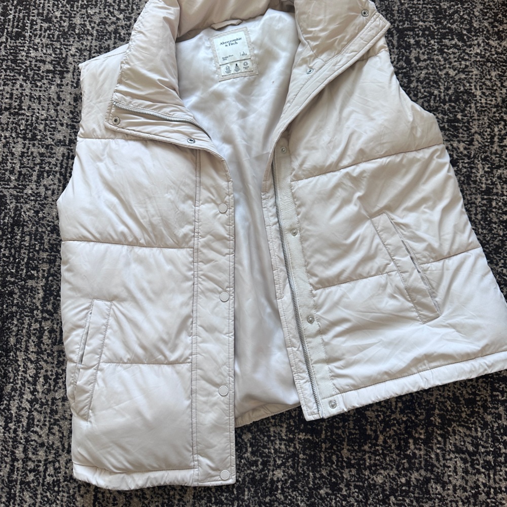Cream puffer vest
